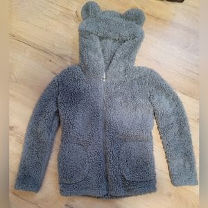 La Vie En Rose grey bear sherpa fleece sweater women's size XS